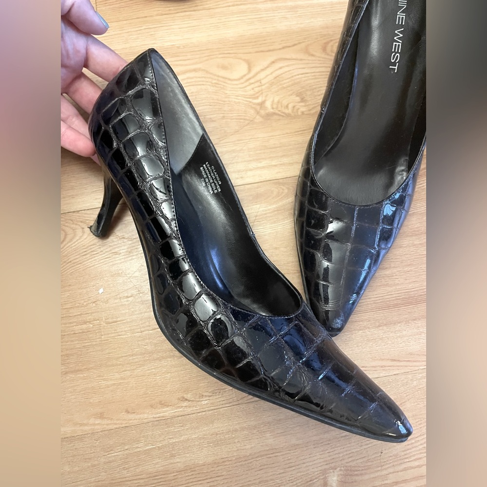 Brown Snakeskin Kitten Heel